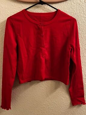 Sz.S Red Long-Sleeve Cardigan